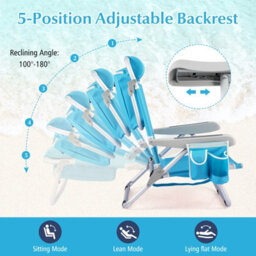Gainoom Outdoor Folding Backpack Beach Chair Aluminum Lay Flat Camping Chair - thumbnail 4