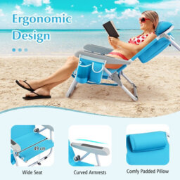 Gainoom Outdoor Folding Backpack Beach Chair Aluminum Lay Flat Camping Chair - thumbnail 8