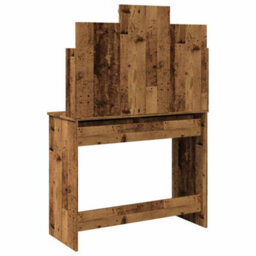 Berkfield Elegant Dressing Table With Led Lights Old Wood 96X40X142 Cm - thumbnail 9