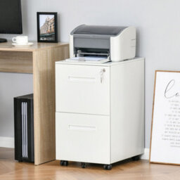 Vinsetto Mobile Lockable File Cabinet W/ Adjustable Hanging File Folder, White - thumbnail 1