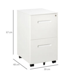 Vinsetto Mobile Lockable File Cabinet W/ Adjustable Hanging File Folder, White - thumbnail 3