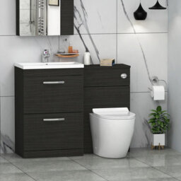 Royal Bathrooms 1100mm Hale Black 2 Drawer Furniture Pack With Mid Edge Basin & Slim Elva Back To Wall Toilet - thumbnail 1