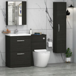Royal Bathrooms 1100mm Hale Black 2 Drawer Furniture Pack With Mid Edge Basin & Slim Elva Back To Wall Toilet - thumbnail 3