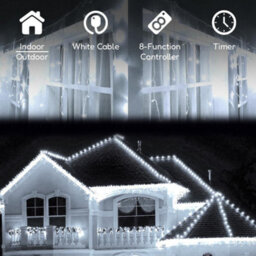 GEEZY The Magic Toy Shop Christmas Lights Outdoor Icicle Snowing Effect White Fairy Lights 200 Led, Timer - thumbnail 2