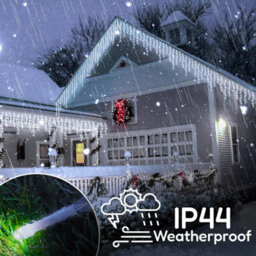 GEEZY The Magic Toy Shop Christmas Lights Outdoor Icicle Snowing Effect White Fairy Lights 200 Led, Timer - thumbnail 3