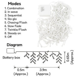 GEEZY The Magic Toy Shop Christmas Lights Outdoor Icicle Snowing Effect White Fairy Lights 200 Led, Timer - thumbnail 6