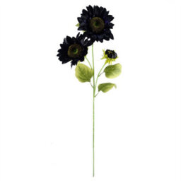 80Cm Artificial Purple Sunflower And Gold Leaf Display Glass Vase - thumbnail 4