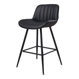 Thehotsale 2Pcs Black Pu Leather Upholstered Bar Stools With Backrest And Footrest - thumbnail 5