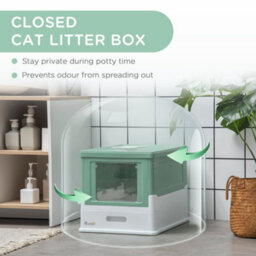Pawhut Hooded Cat Litter Box, Pet Toilet W/ Scoop, Tray - Green - thumbnail 6