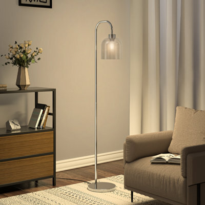 Living And Home Chrome Brass Electroplated Base Floor Lamp Floor Light With Glass Lampshade 150Cm - image 1