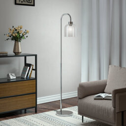 Living And Home Chrome Brass Electroplated Base Floor Lamp Floor Light With Glass Lampshade 150Cm - thumbnail 2