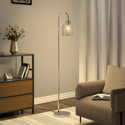 Living And Home Chrome Brass Electroplated Base Floor Lamp Floor Light With Glass Lampshade 150Cm
