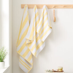 Bianca Fine Linens Reversible Stripe Cotton Jacquard Bath Towel Yellow - thumbnail 3
