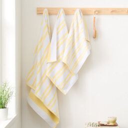 Bianca Fine Linens Reversible Stripe Cotton Jacquard Bath Towel Yellow - thumbnail 4