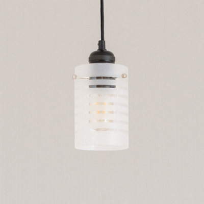 Valuelights Elsie Frosted Glass Striped Ceiling Small Cylinder Lamp Shade (D)10Cm - image 1