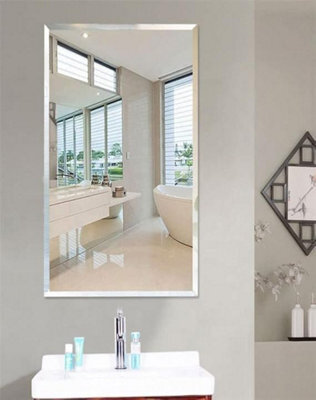 Biznest 30X45Cm Frameless Rectangle Wall Mounted Mirror For Bathroom Living Room Home Décor - image 1