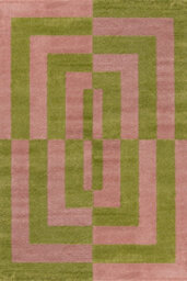The Rugs Joli Green And Pink Geometric Rug Soft Dense Pile Easy To Clean And Pet Friendly For Living Rooms And Bedrooms - thumbnail 2