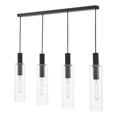 Ruben 4 Light Bar Pendant Satin Black And Ribbed Glass - image 1