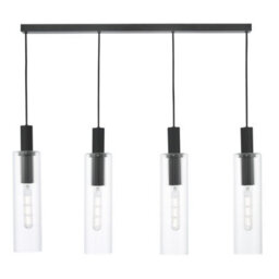 Ruben 4 Light Bar Pendant Satin Black And Ribbed Glass - thumbnail 3
