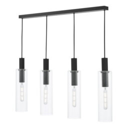 Ruben 4 Light Bar Pendant Satin Black And Ribbed Glass - thumbnail 1