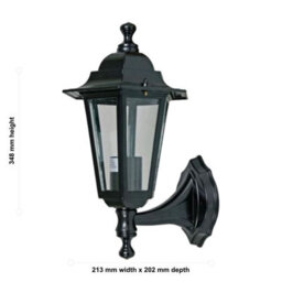 First Choice Lighting Set Of 2 Cumbria - Black With Clear Six Sided Ip44 Outdoor Wall Lights - thumbnail 5