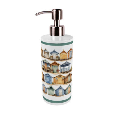 Purely Home Beach Huts Stainless Steel Soap Dispenser - Pump Action Refillable Bathroom & Kitchen Décor - image 1