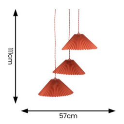 Valuelights Akira Burnt Orange 3 Way Hanging Pendant Ceiling Light With Pleated Lampshade - thumbnail 9