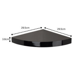 Core Products 295mm Floating Hudson Corner Shelf Kit, Black High Gloss - thumbnail 2