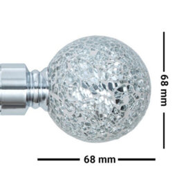 A.unique Home Crackle Ball Metal Extendable Curtain Pole With Rings And Fittings (25/28mm) - Nickel, 180Cm - 340Cm  Approx - thumbnail 2