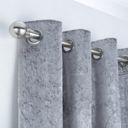 A.unique Home Plain Round Ball Metal Extendable Curtain Pole With Rings And Fittings (25/28mm) - Brushed Steel, 70Cm-120Cm  Approx - thumbnail 5