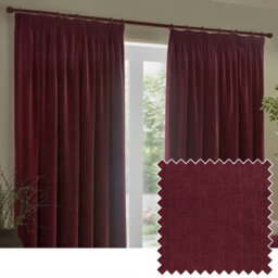 Yard Heavy Chenille Velvet Room Darkening Pencil Pleat Curtain Pair Beetroot  (W)168Cm X (D)229Cm - thumbnail 6