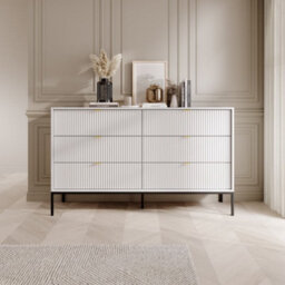 Arte Elegant Nova Chest Of Drawers H830mm W1540mm D390mm In White Matt - Timeless Storage Solution - thumbnail 4