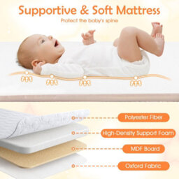 Costway Baby Bassinet Bedside Sleeper Bedside Crib W/ 7-Height Adjustment-Beige - thumbnail 9