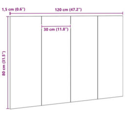 Berkfield Bed Headboard Black Oak 120X1,5X80 Cm Engineered Wood - thumbnail 9