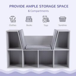 Homcom Kids Cabinet W/ Six Compartments For Toys, Clothes, Books - Grey - thumbnail 4
