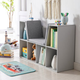 Homcom Kids Cabinet W/ Six Compartments For Toys, Clothes, Books - Grey - thumbnail 7