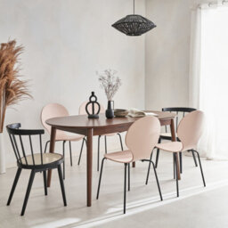 Sweeek - 6 To 8-Seater Extendable Oval Dining Table Walnut 160X90X75 Cm - Lisa - thumbnail 6