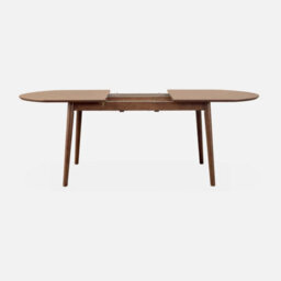 Sweeek - 6 To 8-Seater Extendable Oval Dining Table Walnut 160X90X75 Cm - Lisa - thumbnail 2