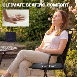 Outsunny Outdoor Chair Seat Cushions Set Of 2, Garden Chair Cushions, Grey - thumbnail 4