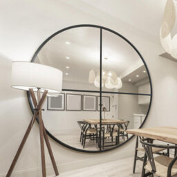 Mirroroutlet The Fenestra Black Extra Large Circular Window Metal Wall And Leaner Mirror 200Cm X 200Cm