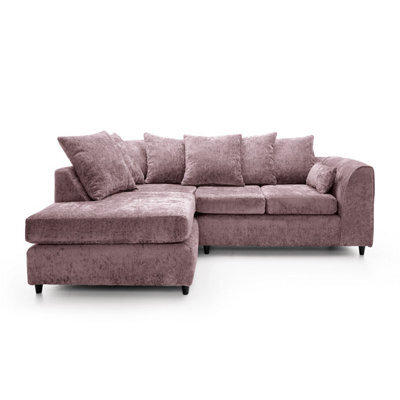 Abakus Direct Harriet Crushed Chenille Left Facing Corner Sofa In Pink - image 1