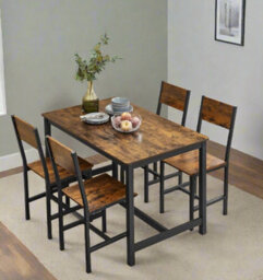 Modcraft Set Of 2 Industrial Dining Chairs With Steel Frame And Rustic Brown Particleboard Seats - thumbnail 7