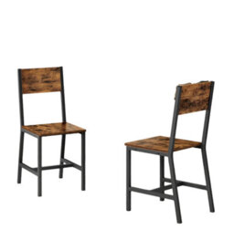 Modcraft Set Of 2 Industrial Dining Chairs With Steel Frame And Rustic Brown Particleboard Seats - thumbnail 2