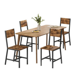 Modcraft Set Of 2 Industrial Dining Chairs With Steel Frame And Rustic Brown Particleboard Seats - thumbnail 3