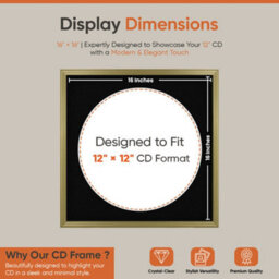 "16X16"" Gold Classic Vinyl Record Frame With Black Mount For 12 Inch Lp Disc - Ak Frames" - thumbnail 2