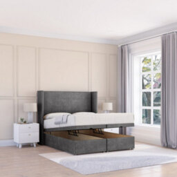 "Sloomy Devonshire Steel Plush 3Ft Ottoman Bed End Opening With Sprung Memory Mattress & 54"" Headboard-Single"