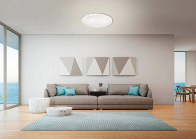Eglo Frania-S Round Metal And Plastic With Crystal Effect Integrated Led Flush Light, (D) 33Cm - image 1