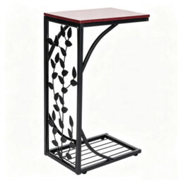 Leaf Pattern C Shaped Coffee End Table Small Sofa Side Table - thumbnail 3