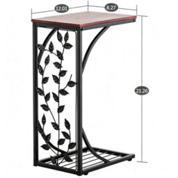 Leaf Pattern C Shaped Coffee End Table Small Sofa Side Table - thumbnail 2