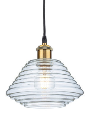 Luminosa Lighting Luminosa Logan Dome Pendant Light Antique Brass With Clear Glass